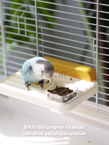 FOCAT Tempat Makan Burung dan Tempat Bertengger Burung F46 Cepuk Wadah Pakan Burung Kecil / Lovebird