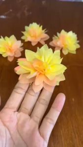 กระดาษสาห่อเหรียญ ดอกบัวสีรุ้ง ทูโทนเหลืองส้ม (3 ห่อ)