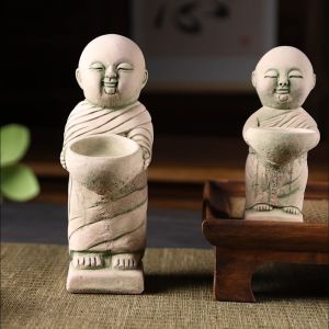 ศิลปะแกะสลักทราย เครื่องประดับตั้งโต๊ะ สถานีหินทราย พระพุทธรูปถือชาม สามเณร เทียนขี้ผึ้ง สไตล์เอเชียตะวันออกเฉียงใต้ คาเฟ่ เครื่องประดับ