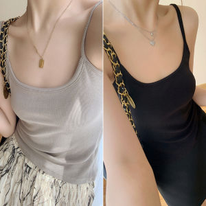 Comfortable Strap Vest Essential Basic Tank Top 2 Colors Spring Summer Versatile Bottoming Shirt YUYUAA Fashion Womens Clothing
