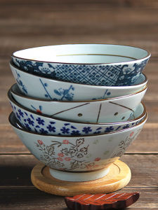 Japanese Style Ceramic Bowl Hand-Painted Underglaze Color Eco-Friendly Rice Bowl 5 Inches Diameter Creative Dining Utensils