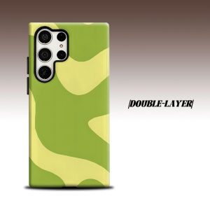 BILIBILI | lime green wavy abstract For Samsung Galaxy S26 S25 S24 A56 A36 Dual Layer Luxury Fashion Full Lens Protective Case