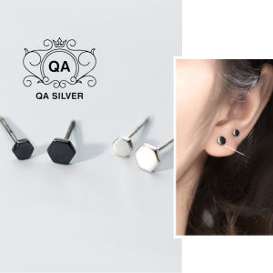 Khuyên tai bạc 925 lục giác 6 cạnh bông tai hình học đa giác S925 GEOMETRIC QA SILVER Earrings EA200605
