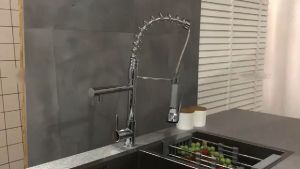 Kinyo 304 Stainless Steel Pull Out 2 in 1 360°Rotate Kitchen Faucet Brass Body spring sink faucet