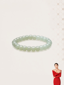 Tender and Gradual Color Transition Jade Bead Bracelet