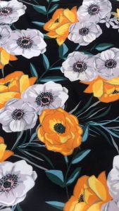 Vải Voan Đen In Hoa Khổ 1m45 - Giãn Nhẹ Mỏng Mềm Rũ - May Áo Dài Đầm Váy Áo Kiểu