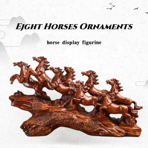 Livingmall Eight Horse Decoration Living Room Foyer Cabinet Tabletop Chinese Style Decoration Office Desk Zodiac Horse Decoration Gift