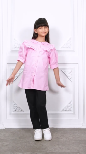 Kemeja Anak Perempuan / Atasan Anak Perempuan Tanggung/Remaja Cewe Motif Salur 5 - 12 tahun
