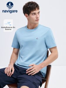 เสื้อยืดแขนสั้นผ้าฝ้าย Navigare สำหรับผู้ชาย ทรงหลวม ทรงพอดีตัว สไตล์ลำลอง ฤดูร้อน 2025 เสื้อยืดคอตตอนผสมโพลีเอสเตอร์