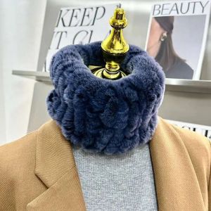Real Rex Rabbit Fur Scarf Winter Warm Neck Cover Female Elastic Plush Headband Head Cover Warm Scarf Natural Fur Thick Scarves