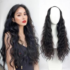 Wig Female Internet celebrity Corn beard Curly hair Half hood Natural fluffy hair extensions
