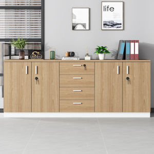 Modern Minimalist Office Storage Cabinet Wooden Low Cabinet with Lock Drawers File Cabinet Tea Water Cabinet Office Furniture