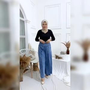 Celana Paula Kulot Jeans Snow//Kulot Alazka Jumbo//Kulot Alazka Mayung
