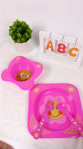 Coral Babies Kiddie Meal Set Bowl Plate Spoon & Fork Kids Feeding Tableware Set for Toddlers
