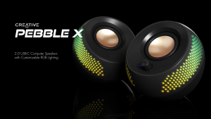 Creative Pebble X Bluetooth 3.5 mm AUX-in USB-C Speakers with Customizable RGB Lighting