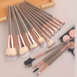 15-Piece Luxury Makeup Brush Set - Professional Foundation Eyeshadow Contour Blush & Powder Brushes | Vegan Cosmetic Kit for