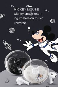 New Disney F2 Bluetooth Earphones Wireless Earphones Bluetooth 5.0 Mickey Mouse Space Mini High Fidelity Wireless Bluetooth Music Earphones Low Delay Waterproof with Microphone