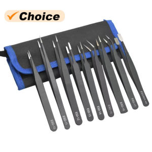 TE-042 TE-043 Precision Tweezers Set ESD Anti-Static Stainless Steel Tweezers Pry Bars for Electronics Repair Soldering Tools