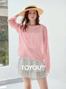 Toyouth | Áo Cardigan Cổ Tròn Voan Hoa Mỏng Mát Mới Hè