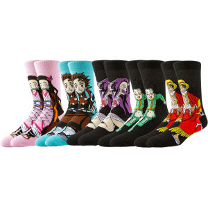 5/10 Pairs Cartoon Anime Demon Slayer Socks for Men Women Hip Hop Street Fashion Boat Socks Novelty Funny Casual Crew Socks