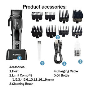 Kemei Professional Hair Clipper LCD Display Electric USB Charging Mens Hair Cutting Machine KM-1766