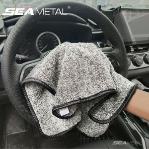 Seemetal 400gsm khăn lau xe ô tô vải lau khô dày san hô lông cừu khăn sợi nhỏ dịch vụ chăm sóc xe ô tô Phụ Kiện Xe Hơi