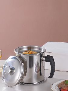 [iRojak] Cooking Oil Filter Pot Stainless Steel Oil Pot Container Grease Keeper Tools 隔油壶 Penapis Minyak - KW104