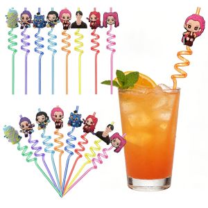 Hasbro | Cartoon Anime Party Straw Pack Spiral Shape with Stickers & Decor Accessories Lovely Favors for Birthday Decor & Gift Giving