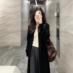 CHOEFULYN | High End Melanoid Brown Long Loose Womens Knit Cardigan