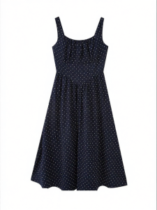 SANFU | Fashion Summer New Elegant Smocking Square Collar Waist Slimming Dress