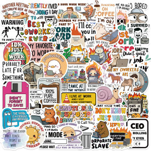 50PCS Funny Work Meme Stickers Cartoon Decals Decoration DIY Notebook Fridge Phone Bike Laptop Guitar Graffiti Stickers