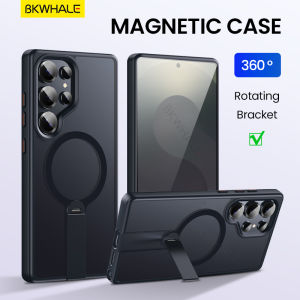 BKWHALE 360 ° vòng đeo quay Trường hợp điện thoại từ tính Đối với Samsung Galaxy S25 Ultra S25+ S24 Ultra S24 + S25Ultra S24Ultra S24+ Bìa sau trong suốt Vỏ đứng gấp từ tính