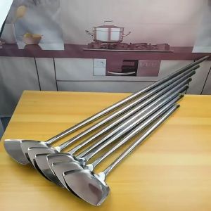 ตะหลิวสแตนเลสด้ามกลม ตะหลิวด้ามยาวพิเศษ ตะหลิวอย่างหนา ด้ามสแตนเลส Food grade ไม่เป็นสนิม