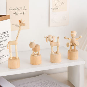 ของตั้งโชว์เล็กๆบนโต๊ะหุ่นหุ่นเชิดไม้น่ารักสร้างสรรค์สัตว์ตัวตลกของเล่นของตกแต่งห้องนอนห้องเด็กของขวัญ