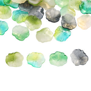 จี้ลูกปัดแก้วรูปใบบัว3D ไล่ระดับสีขนาด5ชิ้น22X25มม. สำหรับต่างหูแบบทำมือการค้นพบเครื่องประดับทำสร้อยคอมืออุปกรณ์งานฝีมือ