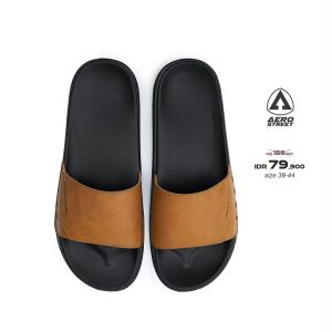 Aerostreet 39-44 Garvi Hitam Coklat Muda - Sandal Selop BAAAA