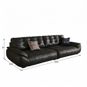 Pashaman | Vintage Cloud-like Leather Sofa Black