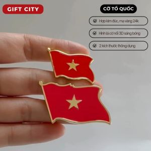 Pin cài áo lá cờ tổ quốc bằng hợp kim đúc mạ vàng 24k