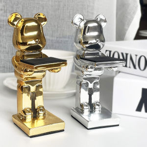 Trendy Watch Display Stand Electroplating Cartoon Bear Animal Resin Ornaments Jewelry Storage Rack Watch Holder Figure Stand