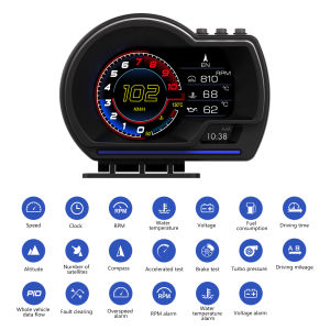 RYSJM | P6 Digital Head‑Up Displayer OBD2+GPS Speed Warning Smart Gauge Car HUD Speedometer Turbo RPM Alarm for Car Truck