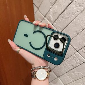 Giá Đỡ Ống Kính Máy Ảnh Kim Loại Magsafe Ốp Điện Thoại Mờ Trong Suốt Cho iPhone 18 17 13 12 11 Pro Max 16 15 14 Plus