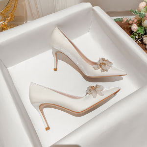 Red High Heels Womens Fashion Single Shoes Chinese Style Show Heel Bridemaid Shoes French Style Wedding Dress Shoes