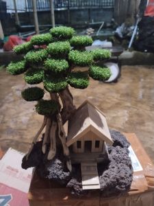 bonsai rumah miniatur hiasan akuarium dekorasi aquascape