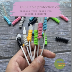 4 Pcs Spiral Silicone Mobile Phone USB Charging Cable Anti-Break Data Line Protection Cover Ready Stock