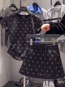 Fashionable Short Set for Small Women Spicy Girl Summer New Arrival Two-Piece Suit Half Skirt Short Print Polyester Fiber