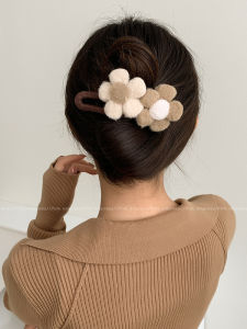 Adorable Plush Flower Hair Clips for Women Autumn Winter Duckbill Hair Clips New Style Cute Hair Accessories Pink Empress Brand