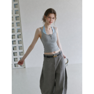 AUDISTY | Áo Phối Giả 2 Mảnh Có Lót Cổ Henley Ngắn