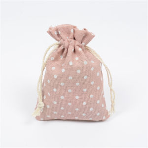GiftsEden 10PCS/40PCS 9 Sizes Lovely Polka Dot Cotton Linen Bag Canvas Bag Party Gift Bag Wedding Favor Bag