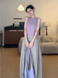YUEZHONGWEI | American Spicy Girl Purple Tank Top Summer Wear Loose Crop