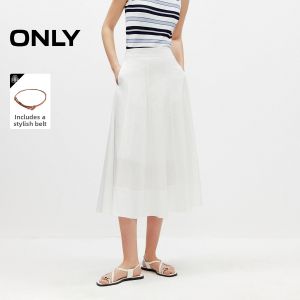 ONLY | New Minimalist Solid Wide Hemlock Stitch A-line Skirt